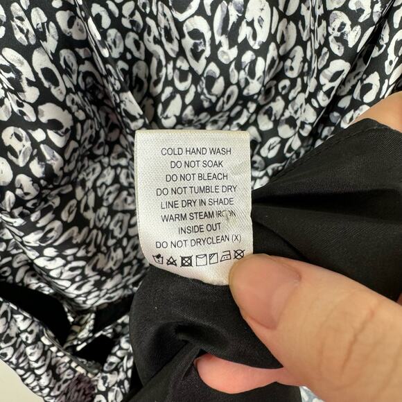 L'Academie Joyce Belted Mini Cocktail Dress Black White Abstract Cheetah Size S - Picture 12 of 16